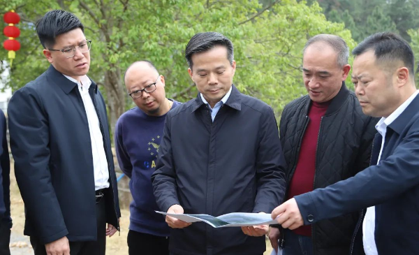 县委书记潘国标率队前往高岗镇，聚焦“百千万工程”，实地调研该镇项目产业规划建设和特色农作物种植等情况