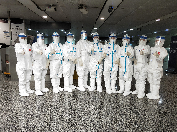 佛冈10名驰援广州白云机场口岸卫生检疫工作的医护人员